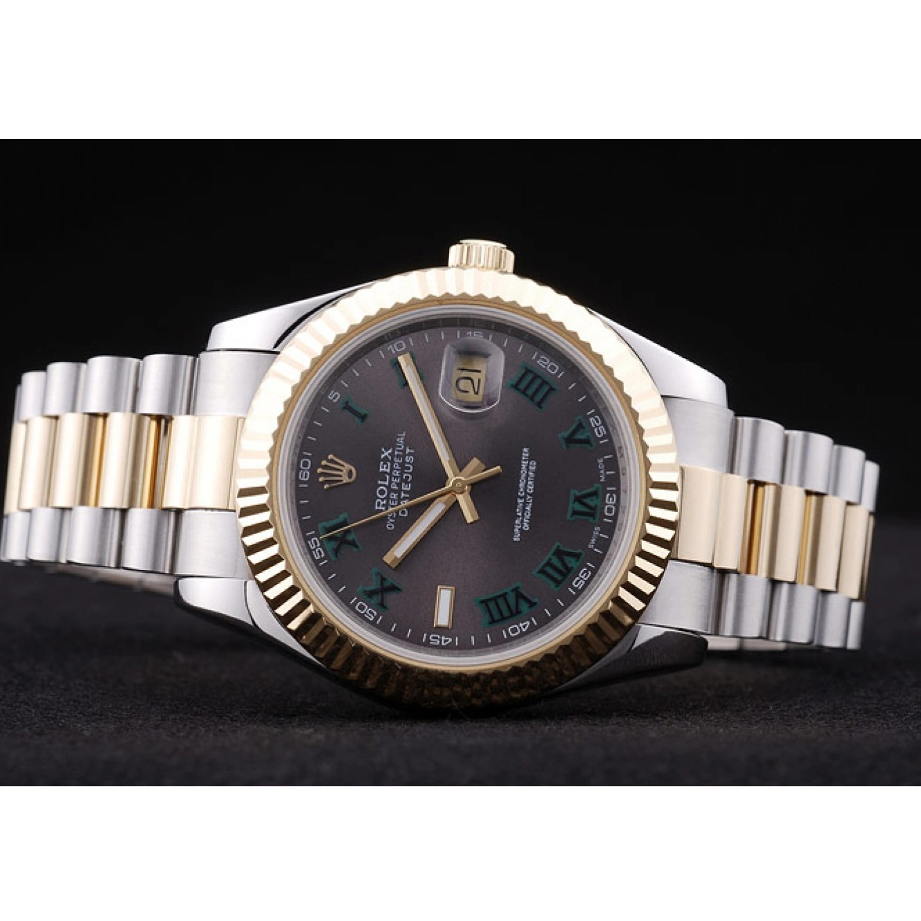 Aaa replica watch Datejust Bezel Grey Gold Rolex Ribbed 7479 Dial 0801